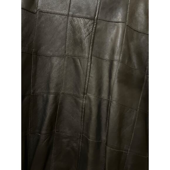 80s Vintage Black Patch Leather Coat Oversized Size Medium Y2K 90s Rare Find - Picture 6 of 11